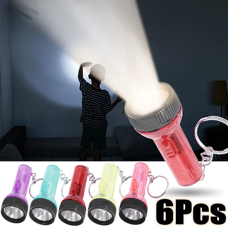 

1/6PC Portable Led Mini Torch Light Pocket Keychain Flashlight with Battery Waterproof Outdoor Hiking Camping Torch Lamp Lantern