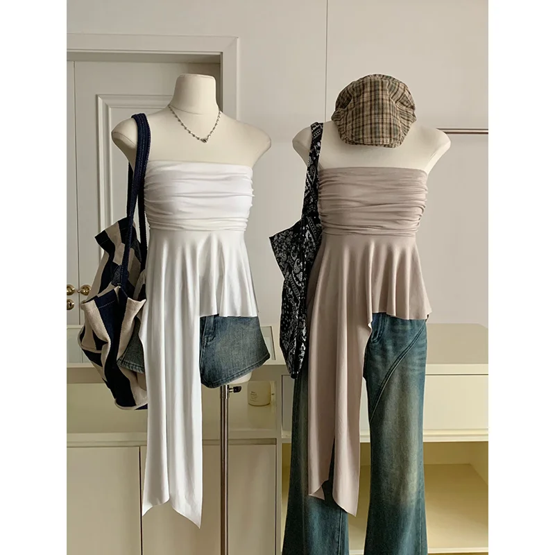 Женский облегающий топ-труба Gyaru Pure Desire нестандартный плиссированный топ в