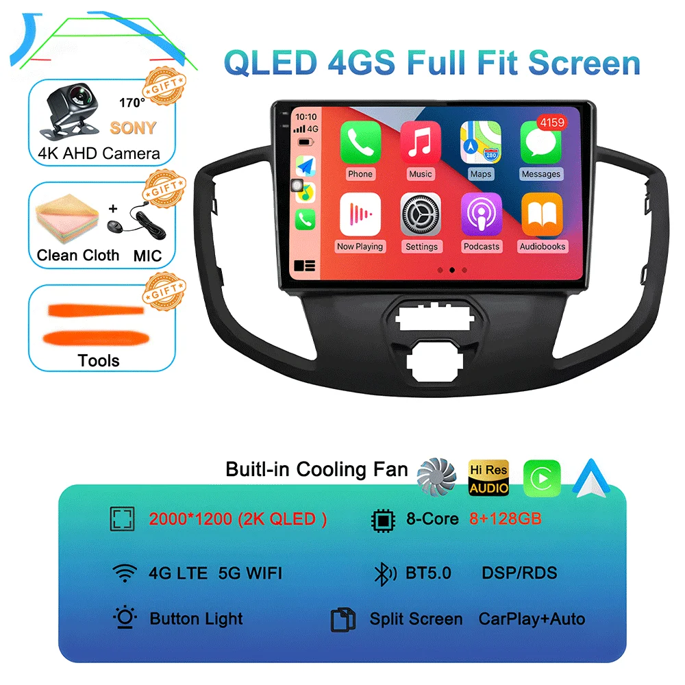 

Android 15 Auto Carplay для Ford Transit 2015-2018 Автомагнитола Мультимедийный видеоплеер Навигация GPS Стерео 360 Камера WIFI + 4G