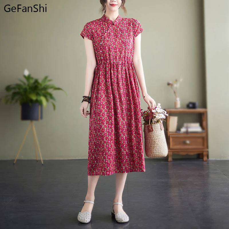 

2022 New Fashion Women Dresses Vintage Casual Loose Solid Summer A-line Elegant Office Lady Dress Sweet Chic Clothing