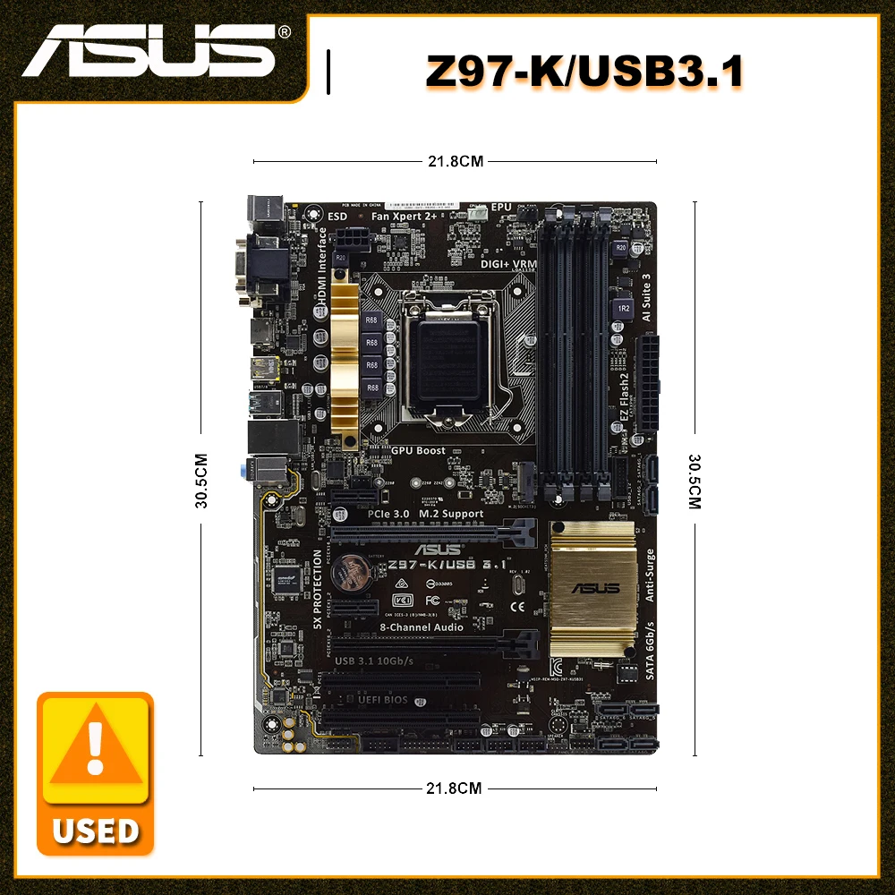 

Материнская плата LGA 1150 Asus Z97-K/USB3.1 LGA 1150 материнская плата DDR3 32 Гб Intel Z97 PCI-E 3,0 USB3.1 SATA 3 M.2 ATX для Core i3-4150