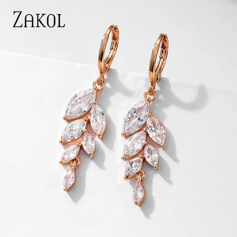 ZAKOL модные серьги-кольца с антиаллергенным кубическим цирконием для женщин