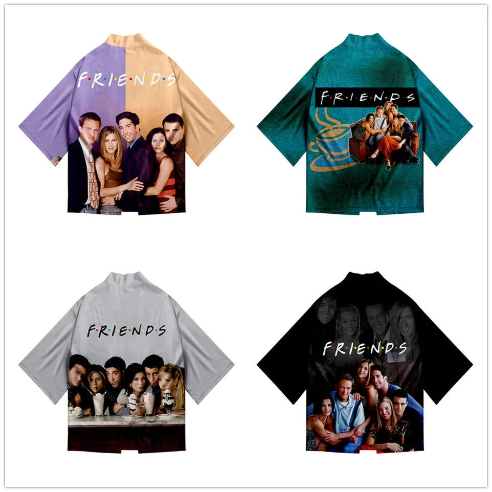 

U.S. Classic TV Series Friends Kimono Japan Anime Kimono Haori Yukata Cosplay Women/Men Streetwear Batwing Sleeve Shirt Tops