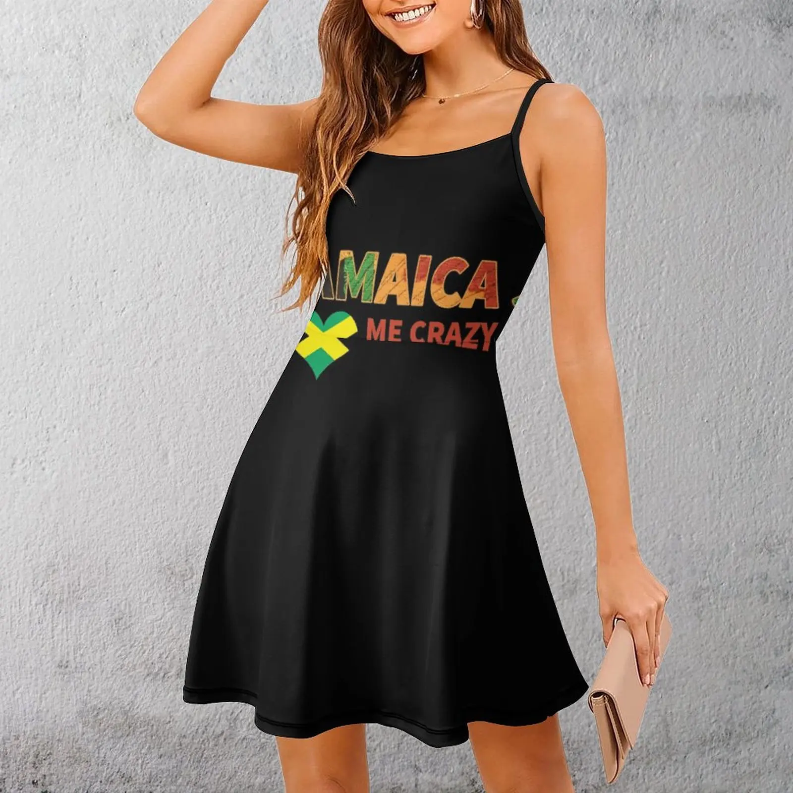 

Exotic Woman's Clothing Suspender Dress Jamaican Me Crazy Jamaica Quote Graphic Women's Sling Dress Graphic Cool Cocktails Funny