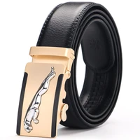 fashion mens belt casual mens trend gold leopard alloy automatic buckle brown premium texture heavy black belt free shipping