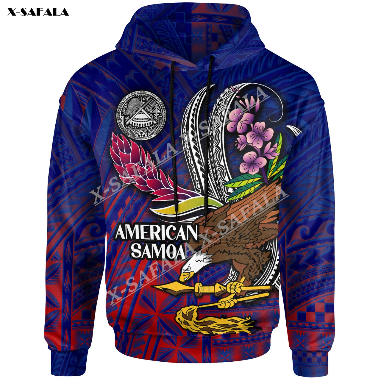 

American Samoa Seal National Flowers Polynesian 3D Print Zipper Hoodie Men Pullover Sweatshirt Hooded Jersey Tracksuit Outwear