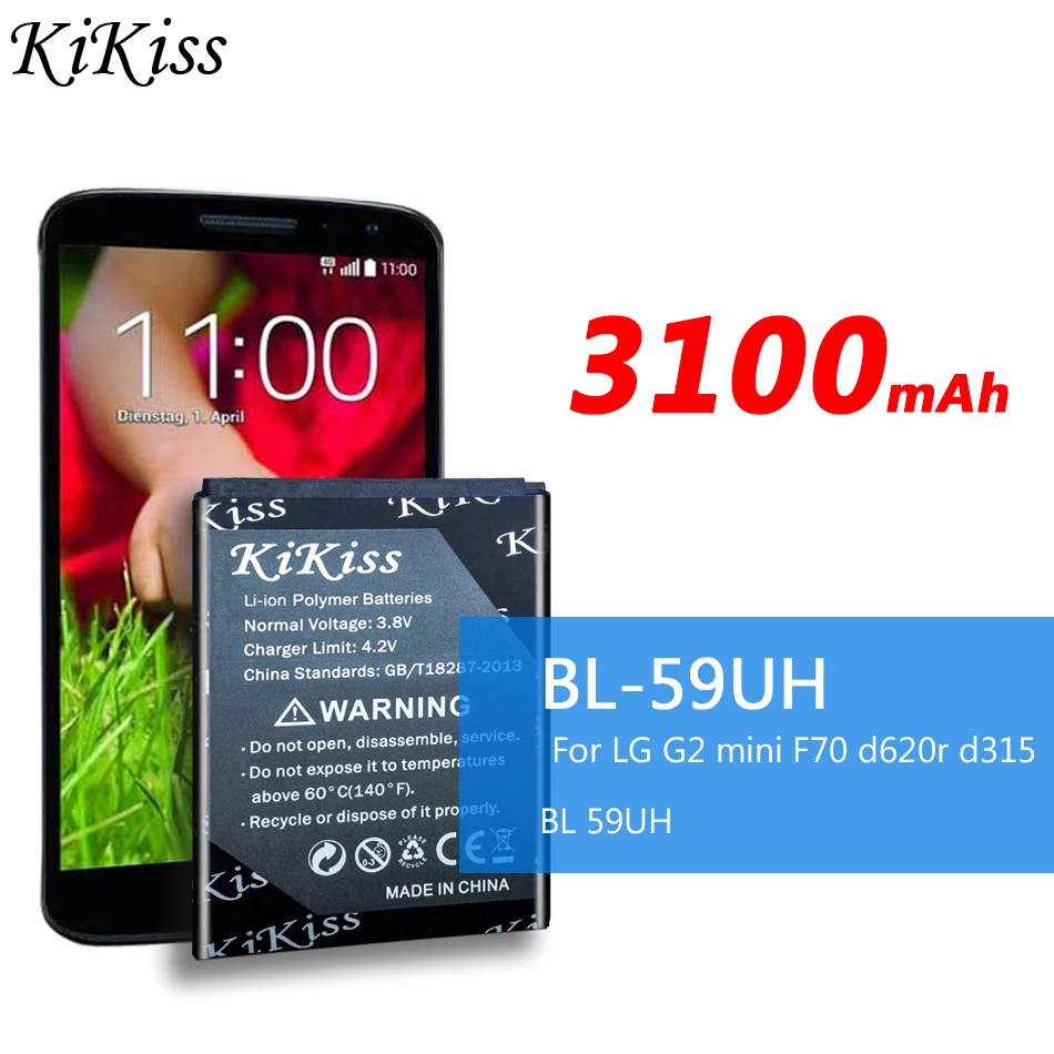 

Новый BL-59UH 3100mAh Li-ion Аккумулятор для LG Optimus G2 mini G2mini D620 D620R D620K D618 D410 D315 F70 мобильный телефон