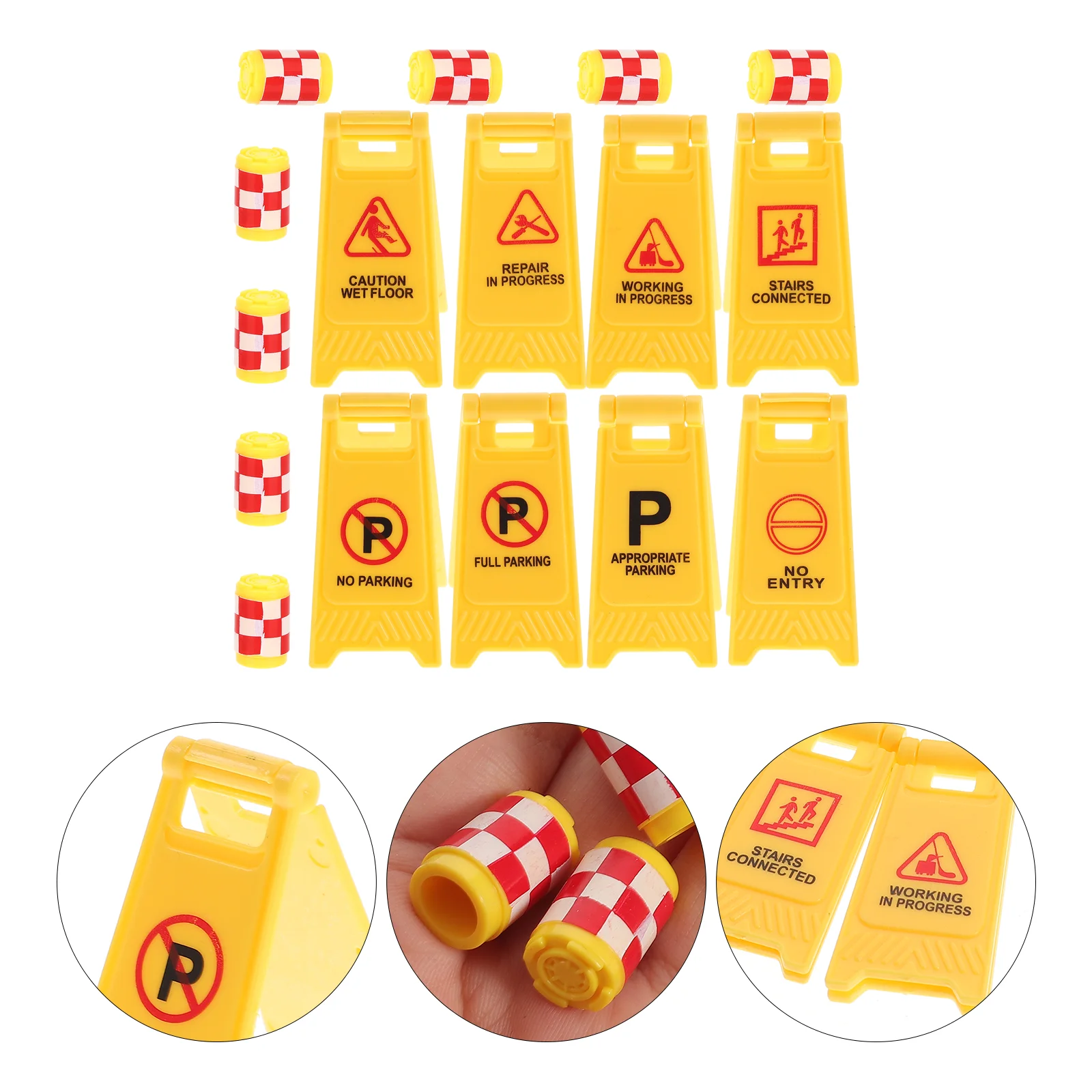 

Road Sign Barricade Preschool Traffic Signs Playset Roadblock Toys Barrels Kids Signs Educational