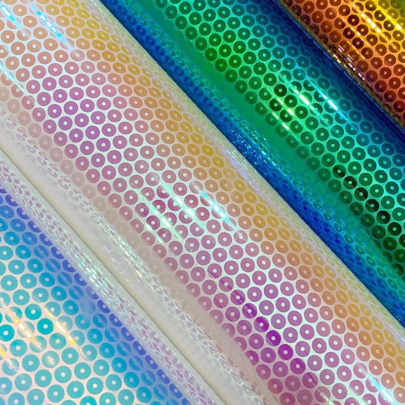 

30x135cm Holographic Vinyl Fabric Faux Leather Sheets Bag Material PVC Transparent Acetate for bows Crafts Diy Sewing Material
