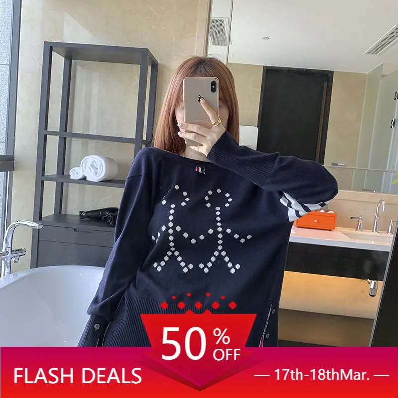 tb stickman cardigan spring classic V-neck net red back pattern age-reducing fashion knitted jacket women