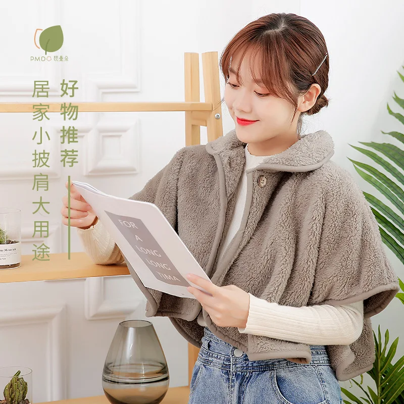 Плащ-пончо осенне-зимняя теплая шаль накидка воздухопроницаемая для комнаты