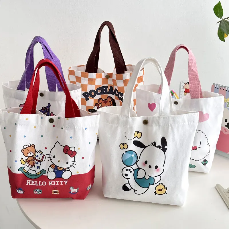 Сумка-тоут в стиле аниме Kuromi Sanrio Hello Kitty сумка Kawaii холщовая с героями мультфильмов