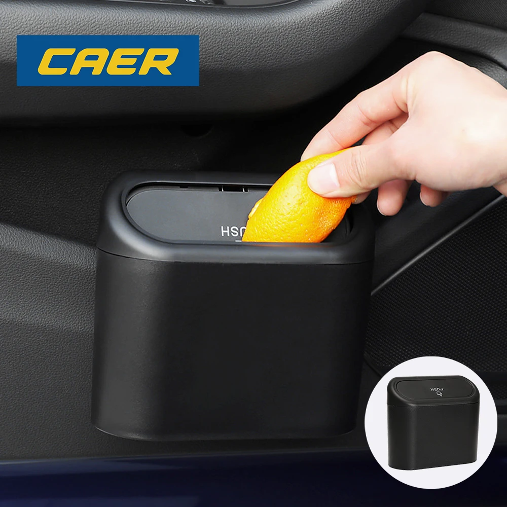 

Mini Car Trash Can with Lid Hanging Waterproof Waste Rubbish Bin Garbage Basket Organizer Storage Box Auto Interior Accessories