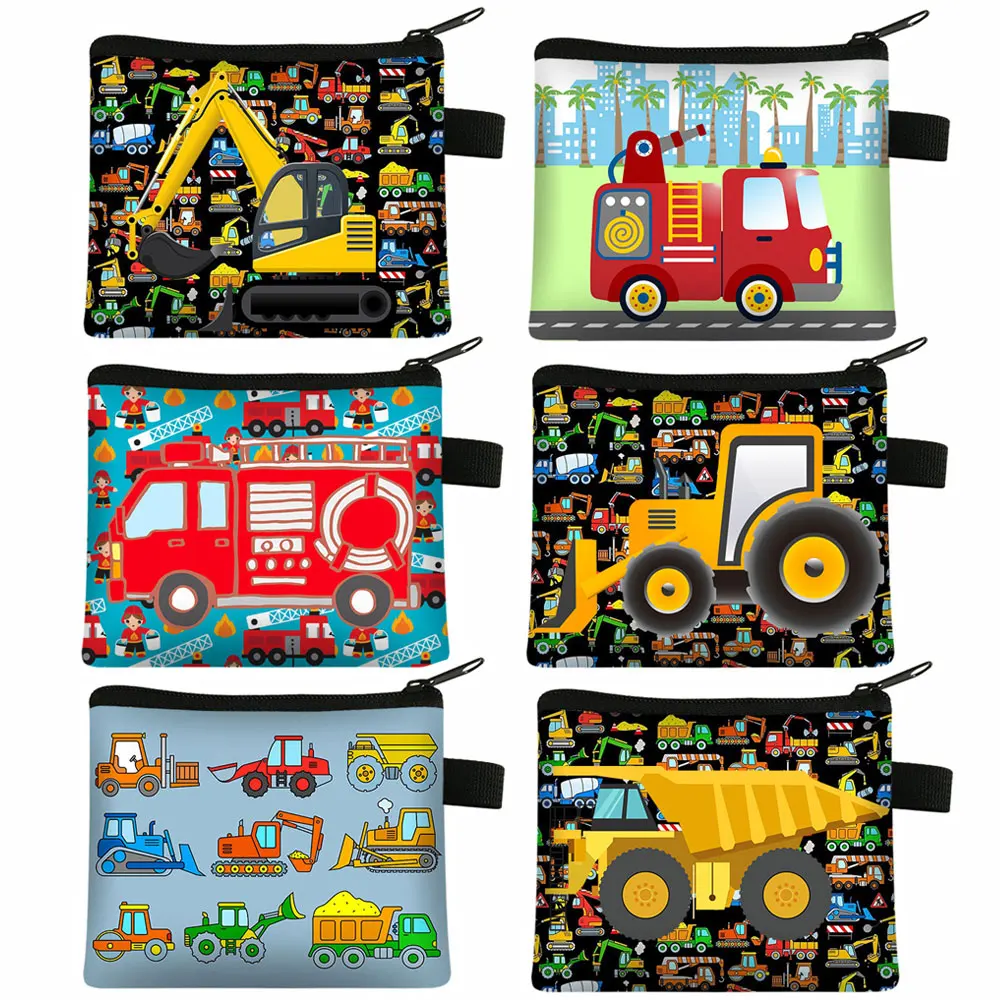 

Cute Engineering Vehicle Wallet Firetruck Car Excavator Coin Purse Boys Girls Purse Small Clutch Bag Credit Card Key Money Bags