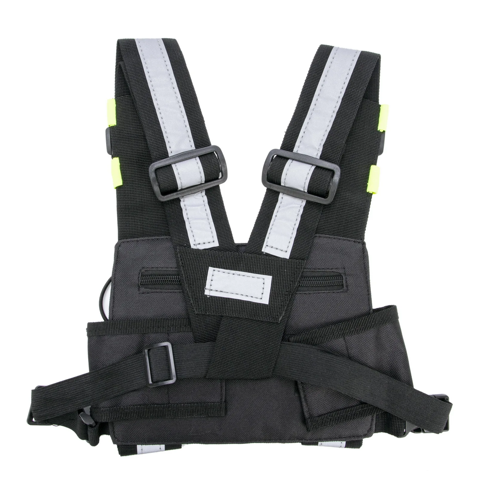 Yellow Reflective Tactical Harness Front Pack Vest Chest Bag Pouch For Walkie Talkie  Radio
