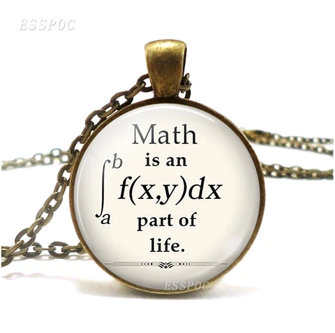 Математика является неотъемлемой частью жизни Ожерелье Стеклянный кабошон изысканный кулон студенческий подарок на выпускной