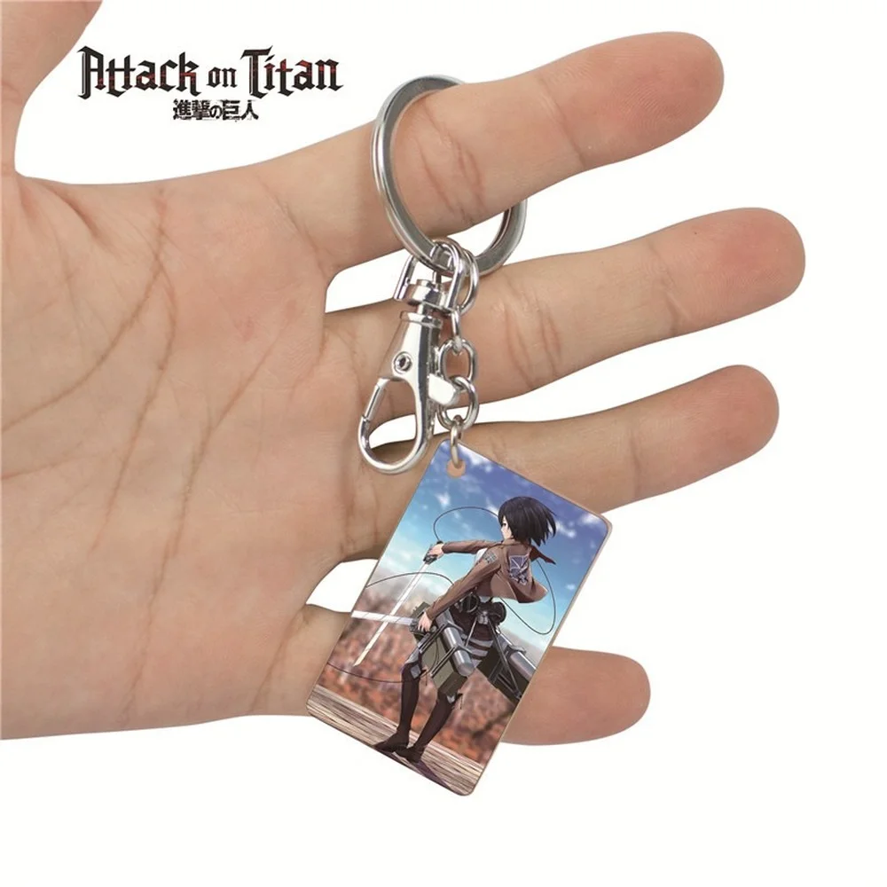

Anime Attack on Titan PMMA Figure Card Mobile Charm Chain Key Chains Keychain Pendant Key Ring