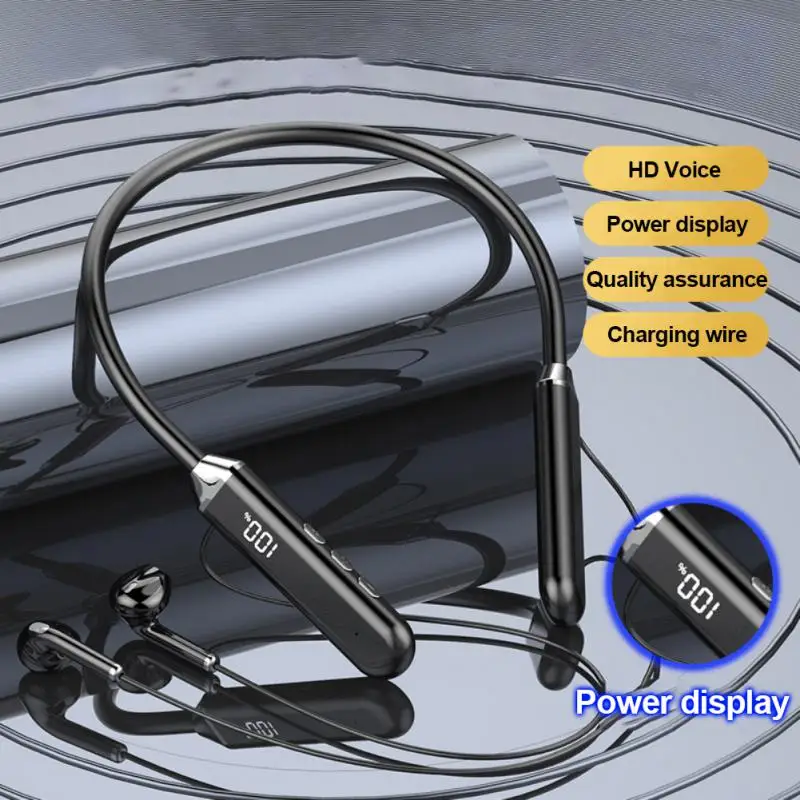 

Headset Noise Cancel 280mah Wireless Headphones Neckband Waterproof Earphone Sport Earbuds Led Digital Display