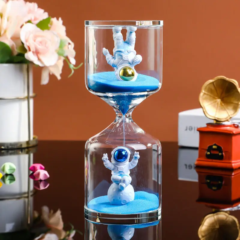 

5/10/30/60 Min Creative Astronaut Sand Clock Hourglass Timer Transparent Glass Gifts As Delicate Home Decorations Pendant