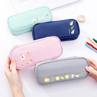 korean simple solid color oxford cloth pencil case students pen box large capacity storage bag stationery offices supplies gift