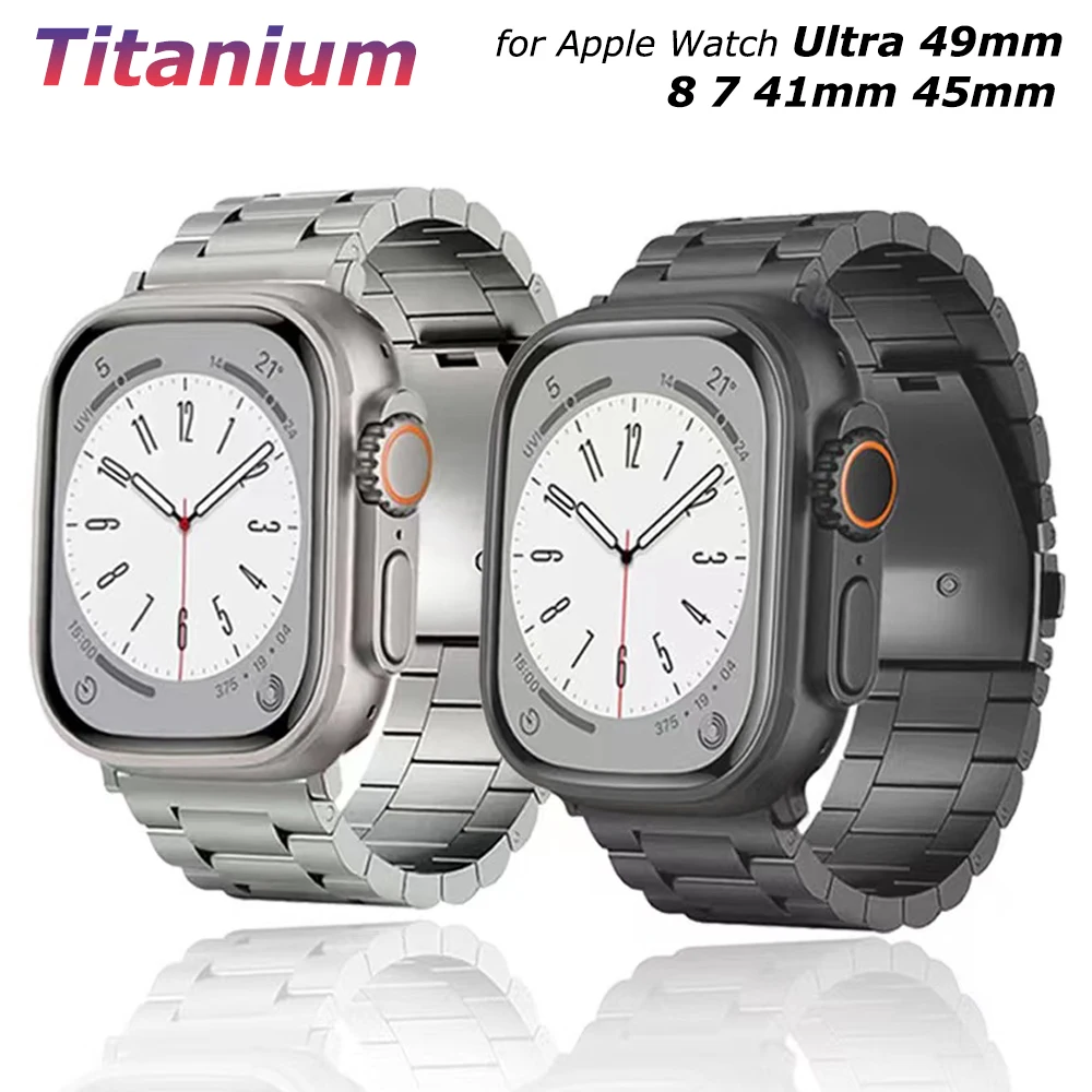 

Titanium Band For Apple Watch Ultra 49mm Band 45mm 42 44mm Strap For Apple iWatch Series 8 7 SE 6 5 4 3 2 41mm 40mm 38mm Correa