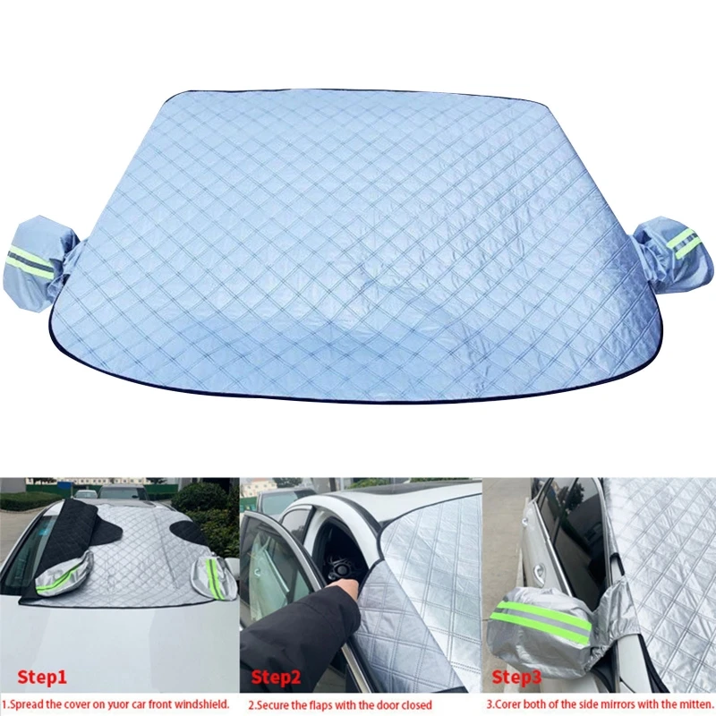 

Thickened 4 Layers Car Windshield Snow Cover Fits Most Cars SUVs Trucks 148x116cm Ice Sun Frost Van Protector