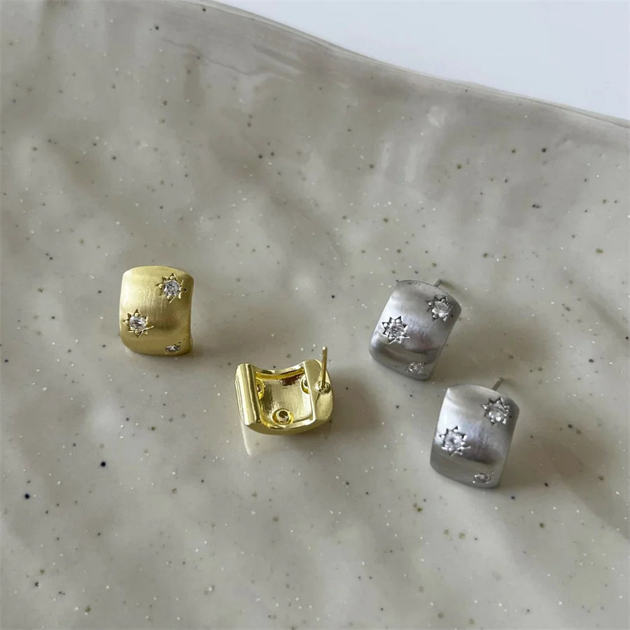 Винтажные позолоченные серьги-гвоздики со звездами и цирконием для женщин