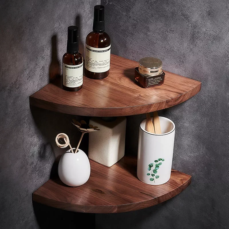 

Bathroom Shelf Wood and Aluminum Shower Shampoo Soap Cosmetic Shelves Bathroom Accessories Wall Rack Storage Organizer Rack