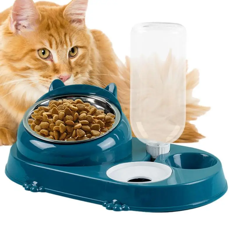 

Cat Food Bowl Protective Cervical Spine Automatic Feeder Universal Pet Bowl Set With Large Capacity Water Bottle For Small And