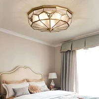 retro american style copper led chandelier for living room dining room kitchen bedroom aisle ceiling lamp gold design e27 light