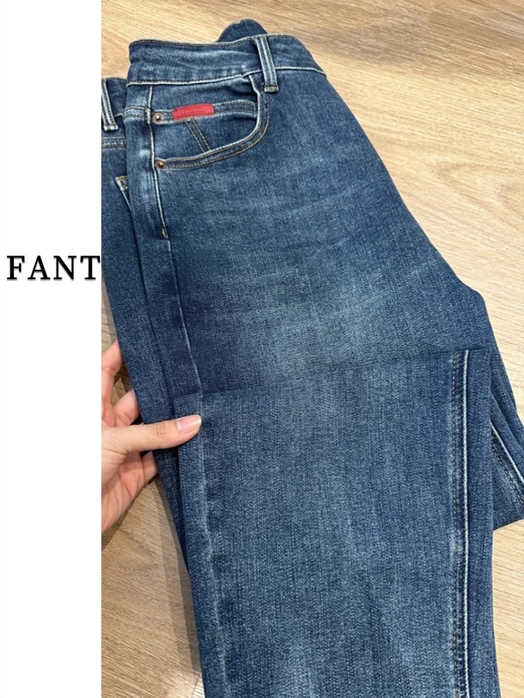 Женские эластичные джинсы Harlan с высокой талией размера плюс новинка 2024