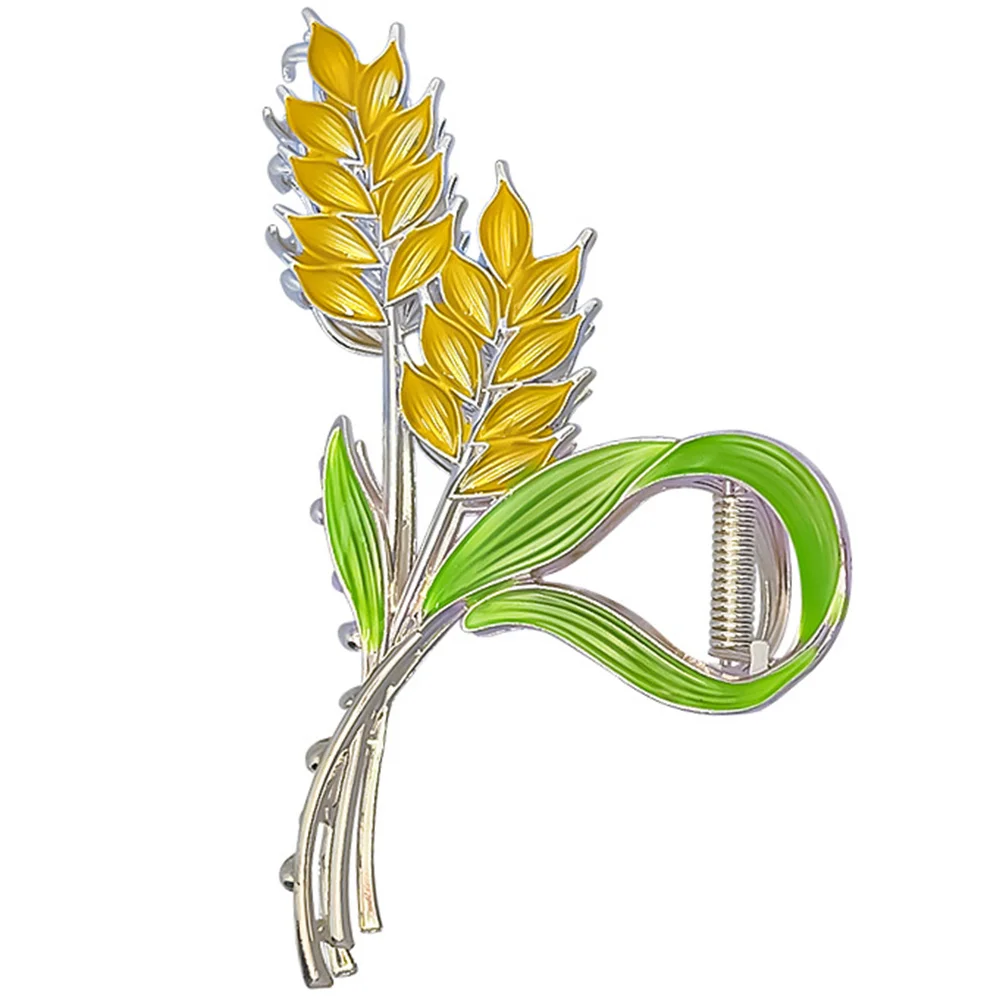 

Wheat Claw Clip Fall Hair Clip Elegant Chinese Style Hair Claw Metal Non-slip Jaw Clip