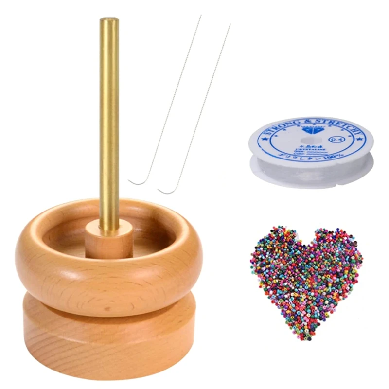 

BMDT-Bead Loader Beading Spinner Waist Seed Spin Holder For Jewelry Making Included 2 Long Curved Needle,Beading Bowl