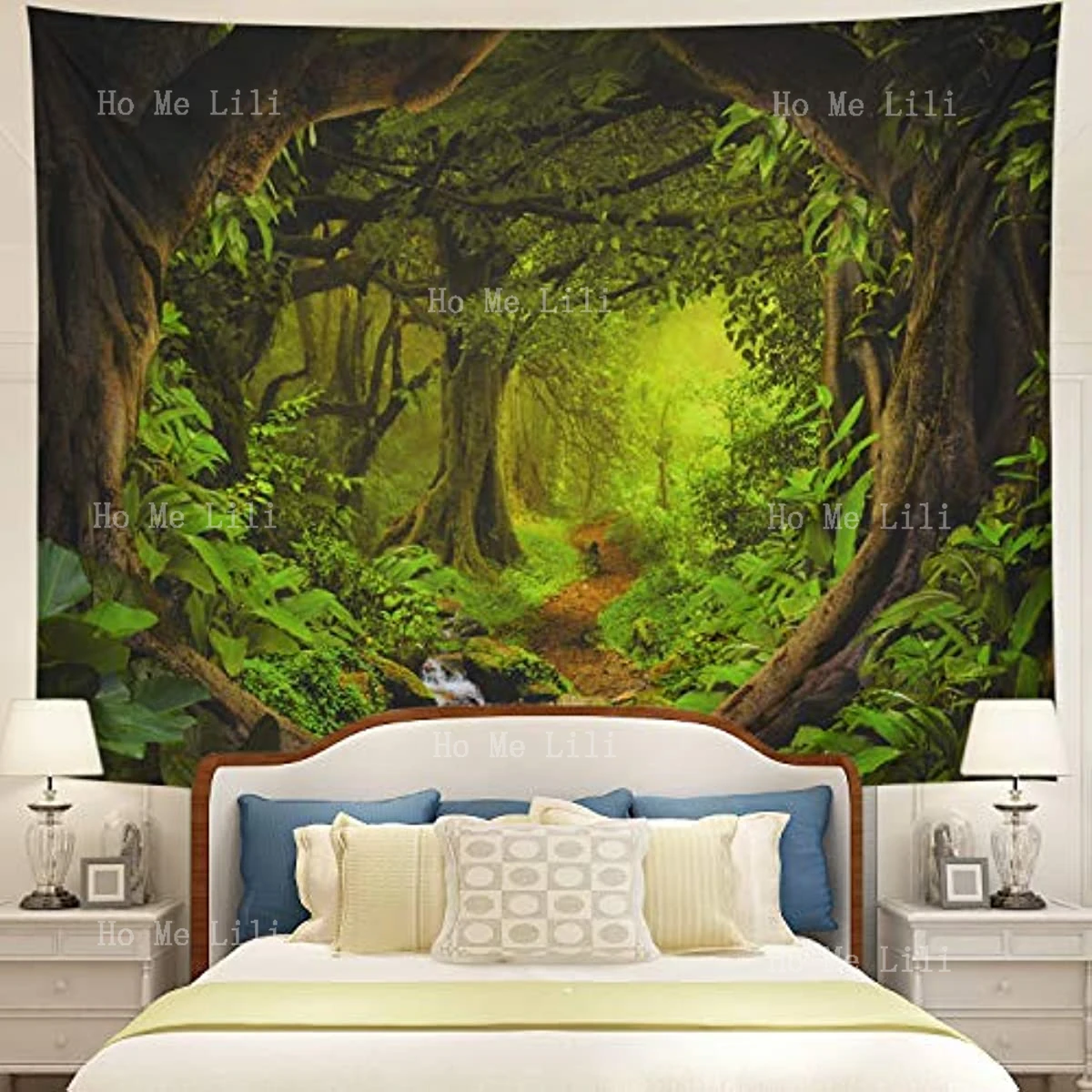 

Forest Nature Tree Cave Wall Hanging Misty Stream Through Rainforest Landscape Jungle Creek Psychedelic Tapestry