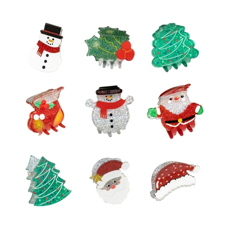 Блестящая заколка для волос Рождественская елка с омелой Санта женщин и девочек