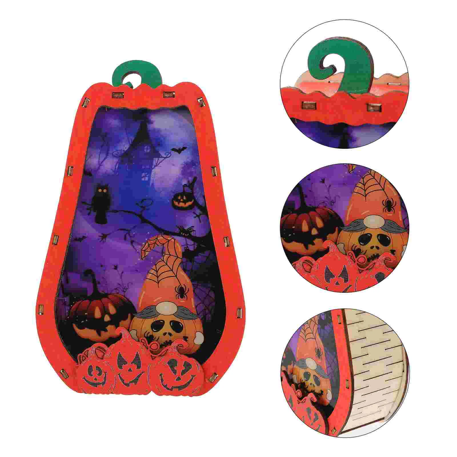 

Halloween Decor Pumpkin Wooden Light Hanging Pendant Lights Ornaments Lamp Decors Door Sign