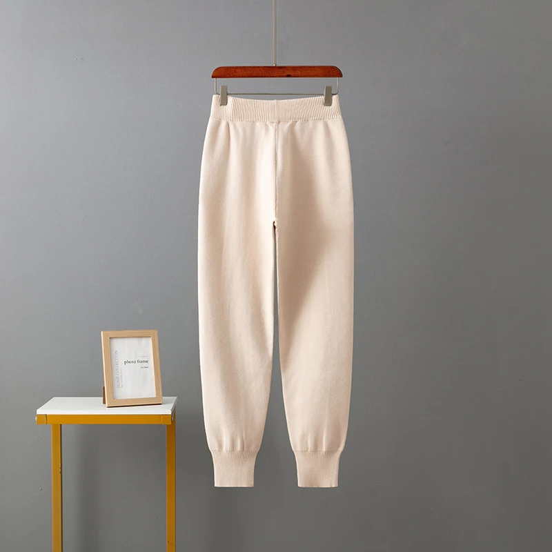 HLBCBG женские трикотажные длинные повседневные брюки с эластичным поясом высокой