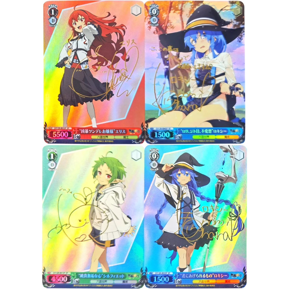 

4Pcs/set Anime Girls Hot Stamping Flash Card Signature Card Roxy Classic Game Anime Collection Card Gifts Toys