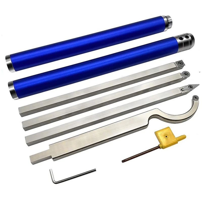 

1 Set of 8-piece Woodworking Tool Set Lathe Turning with Diamond Round Square Carbide Insert for wood DIY Tools