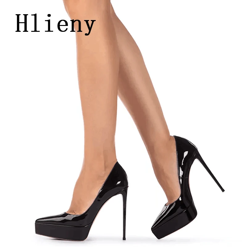 

Туфли Hlieny женские на высоком каблуке, пикантные туфли-лодочки на толстой подошве, заостренный носок, на платформе, для вечерние ринки и свад...