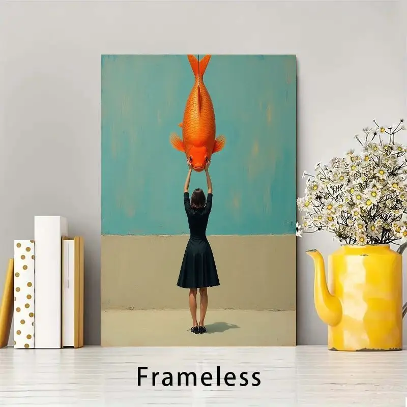 

Печать на холсте "Женщина в черном платье с золотой рыбкой", Surre