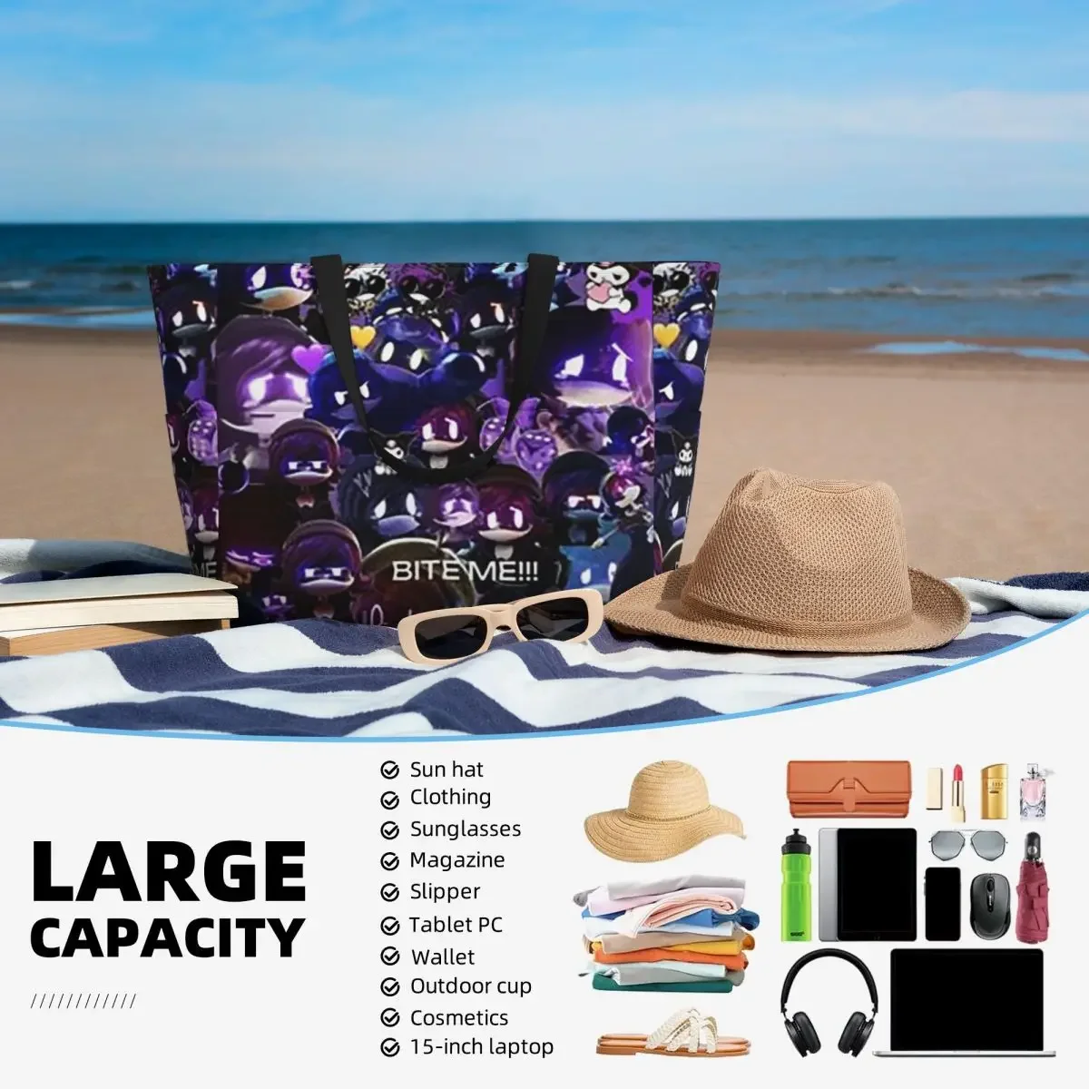 Фото Сумка-тоут Murder Drones Uzi Collage Beach Tote Bag, спортивная сумка для спортзала и йоги, большая сумка-тоут, женская дорожная сумка, сумка для фитнеса №4