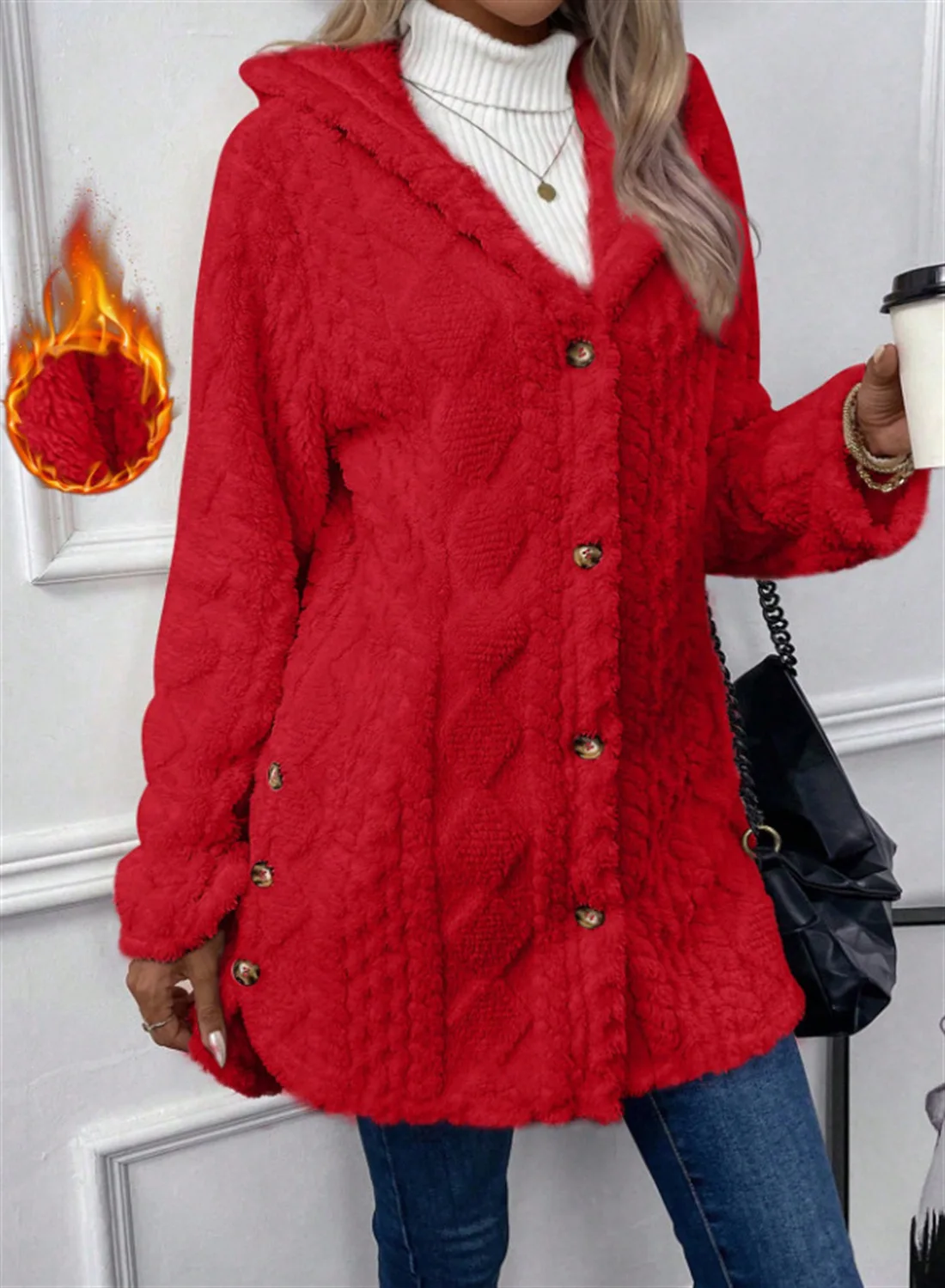 Женский кардиган с капюшоном куртка осень-зима аргайл текстурированный узор