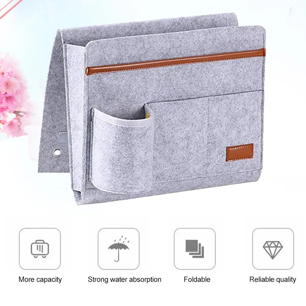 

Chair Hanging Bed Sofa Home Portable Magazines Felt Holding Laptop Foldable Multi Pockets Books Organizer Bedside Caddy Bag