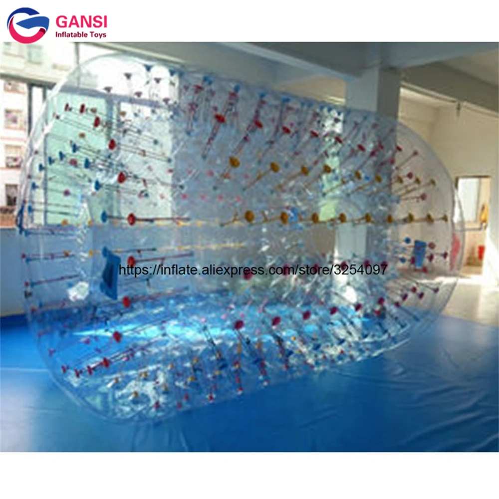 Прозрачный Красочный Прочный надувной ролик из ПВХ водный цилиндрический