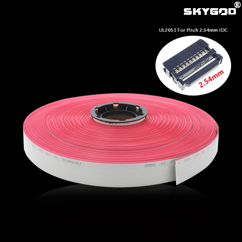 2/5 м 1,27 мм серый плоский кабель для передачи данных провод 10 14 16 20 26 30 34 40 50 60 контактов AWG 28 UL2651 300 В для разъема IDC 2,54 мм