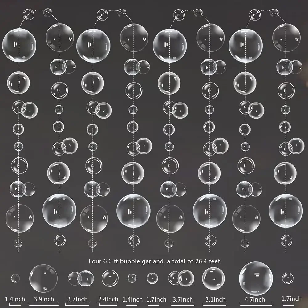 Под морем, свадебные прозрачные пузырьки, гирлянды, Русалка, искусственное украшение, подвесные растяжки, день рождения, Крещение, океанская Наклейка на стену