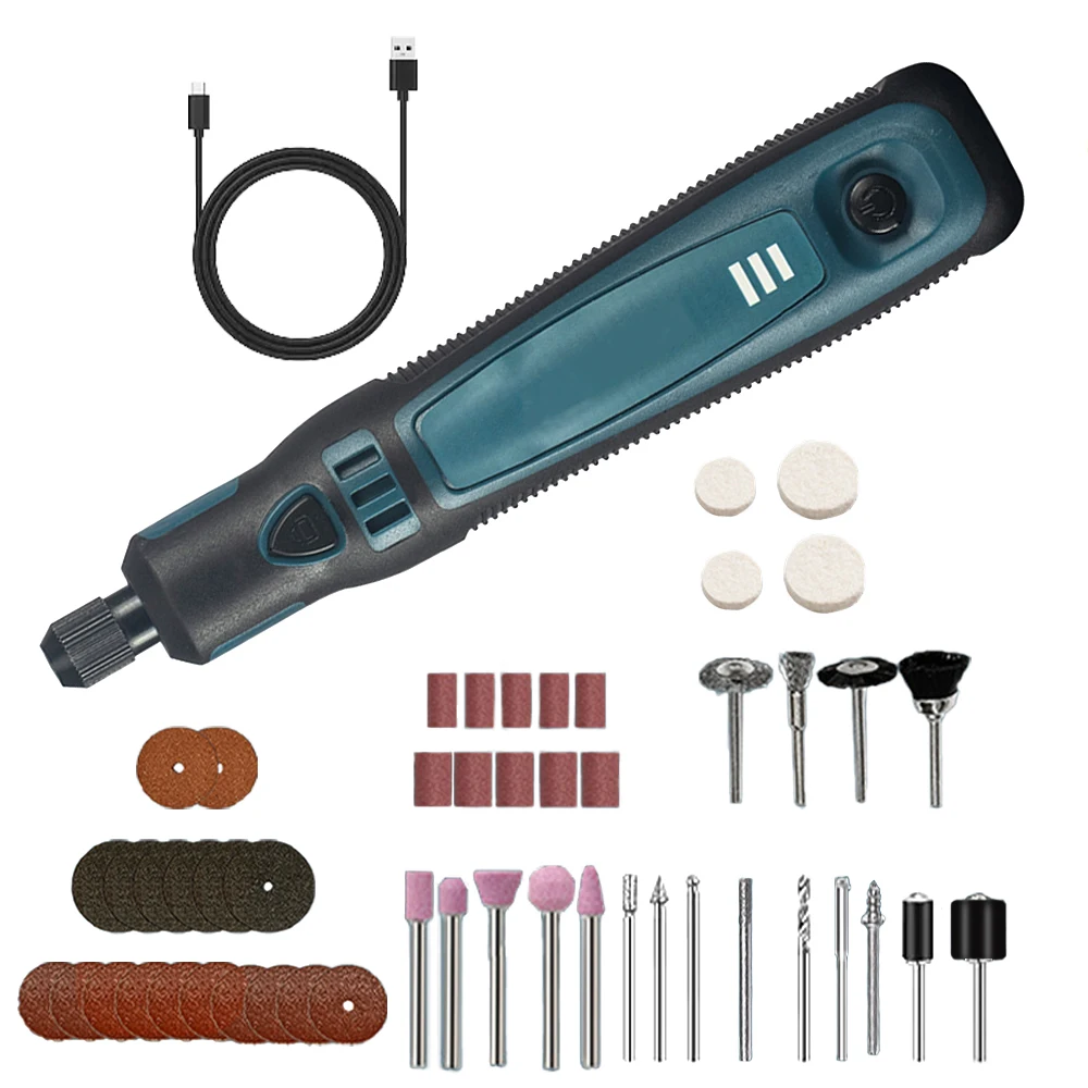 

Mini Cordless Rotary Tool 3.6V Li-ion Battery 3-Speed Adjustable USB Electric Grinder Tools for Polishing Engraving DIY Crafts