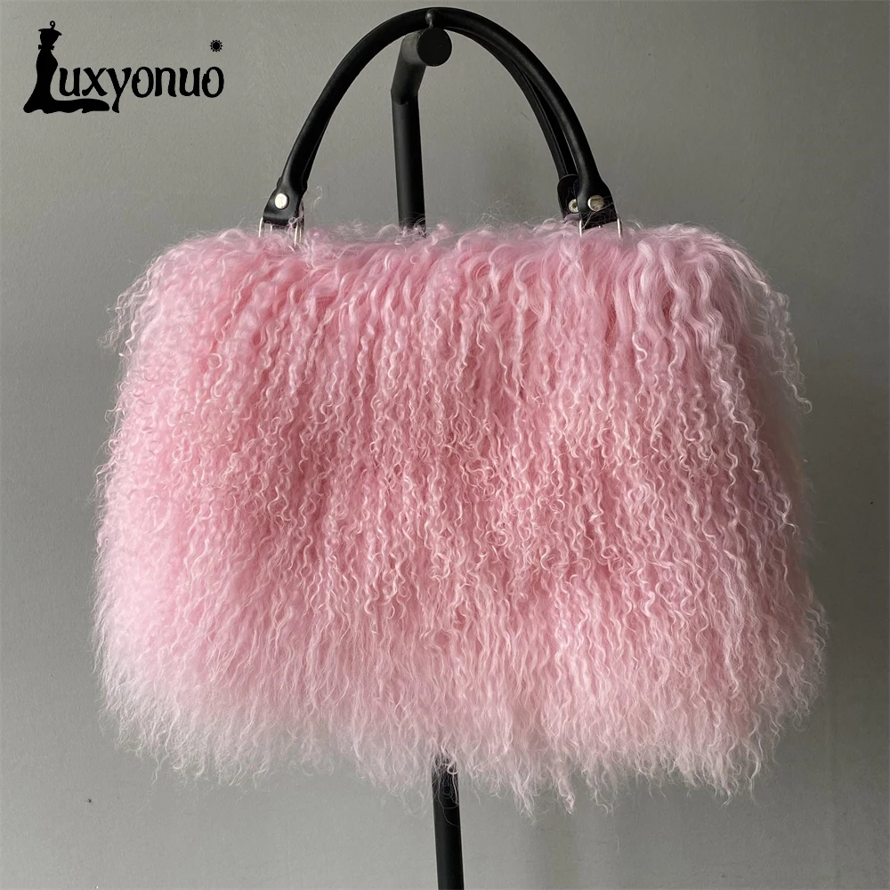 Роскошная монгольская меховая сумка Luxyonuo для женщин Осень-зима женская модная