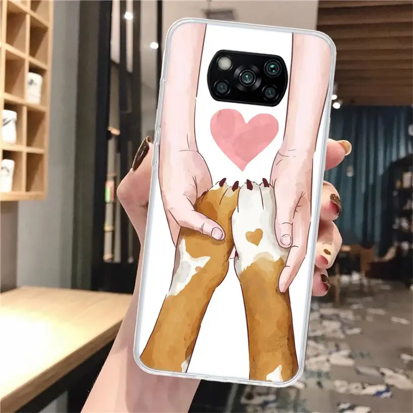 Милый мягкий чехол для телефона с изображением собачьих следов Xiaomi Poco X3 Pro X5 X4